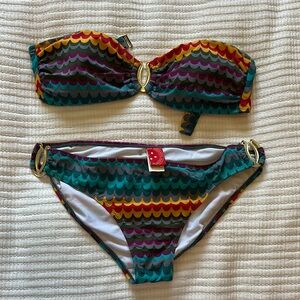 Red Carter Vibrant Scallop Bikini